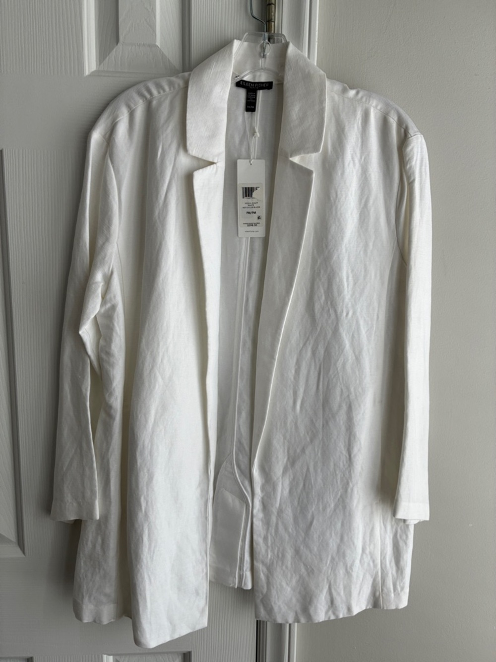 Eileen Fisher open shawl collar linen jacket. NWT